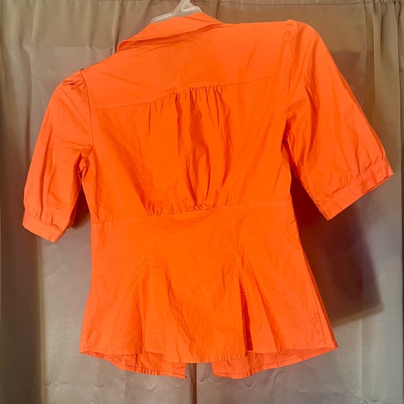 BISOU BISOU Button Down Shirts coral colored short sleeve Sz:S - Picture 2 of 2